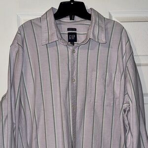 3/$30 GAP Classic White Shirt with Green Stripes